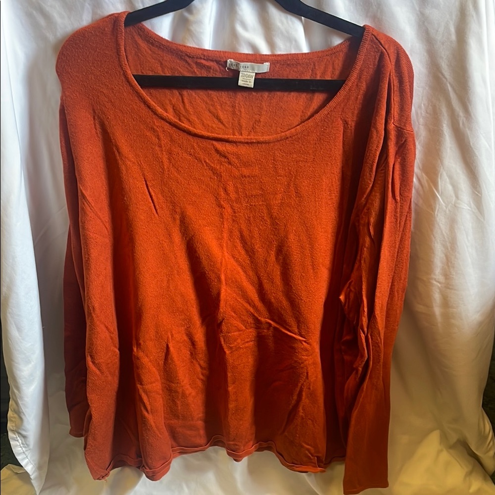 Orange Long Sleeve Relaxed Blouse